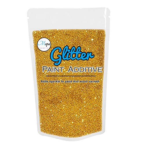 Mopa Crafts Crown - Pintura de cristal con purpurina dorada (100 g, para pintura de emulsión, para uso en interiores o exteriores, techo, madera, metal, barniz, plano muerto, mate, brillo suave o seda