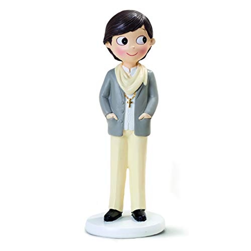 Mopec Figura Pastel niño comunión con Foulard, Gris, 16.5 cm