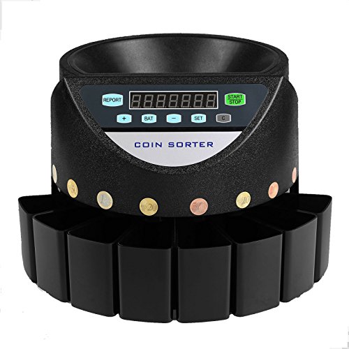 Moracle Contador de monedas automático Clasificador de Monedas para todas las monedas Euro y Cent con Pantalla LED Contador de Monedas Euro Cash Currency Bank Commercial