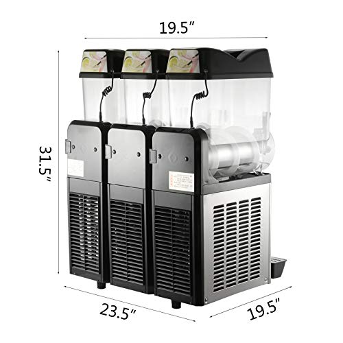 Moracle Máquina de Bebidas Congeladas Máquina de Granizados 3x12L Máquina de Bebidas Congeladas 3 Tanques para Uso Comercial y Doméstico