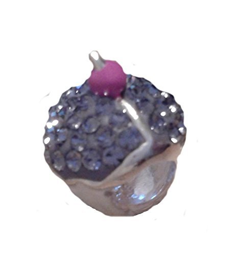 Morado Cupcake cuenta para pulsera (plata de ley Set con Bling Cristal de Swarovski piedras – para pulseras