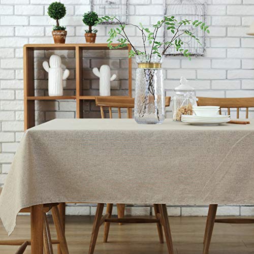 Morbuy Rectangle Mantel de Lino de algodón Antimanchas, Color Puro Mantel Rectangular de para el Restaurante del Hotel de casa Restaurante, Algodón Multicolor Decoración (130 * 200cm, Beige)