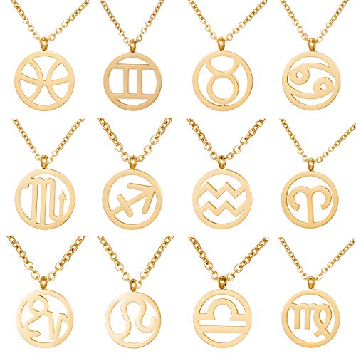Morella Collar Acero Inoxidable Oro con Colgante Signo del Zodiaco Tauro en Bolsa de Terciopelo