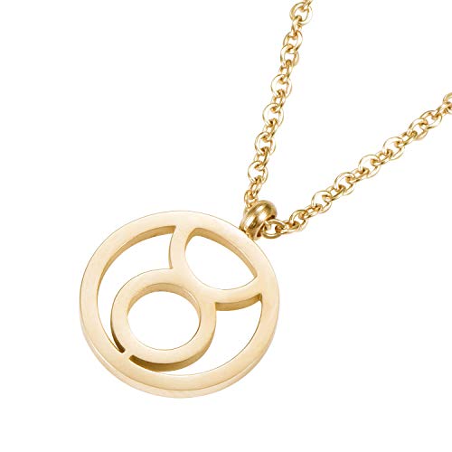 Morella Collar Acero Inoxidable Oro con Colgante Signo del Zodiaco Tauro en Bolsa de Terciopelo