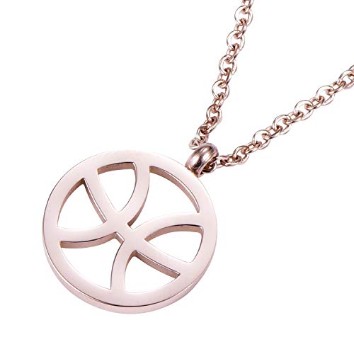 Morella Collar Acero Inoxidable Oro Rosa con Colgante Signo del Zodiaco Piscis en Bolsa de Terciopelo