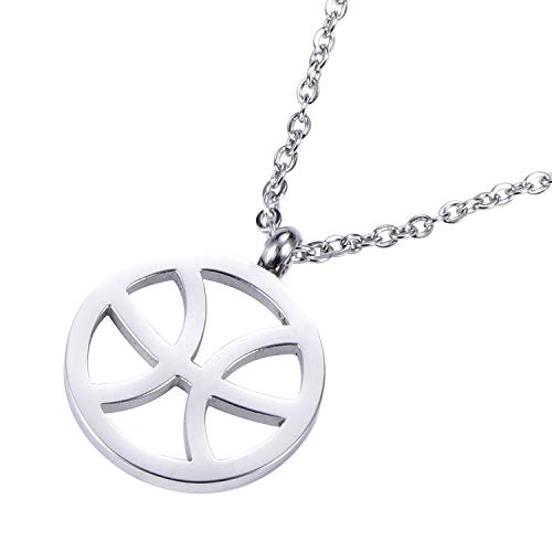 Morella Collar Acero Inoxidable Plata con Colgante Signo del Zodiaco Piscis en Bolsa de Terciopelo