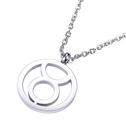 Morella Collar Acero Inoxidable Plata con Colgante Signo del Zodiaco Tauro en Bolsa de Terciopelo