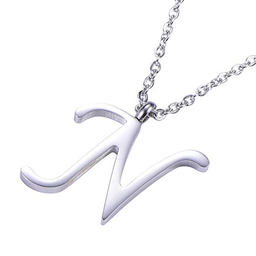 Morella Collar de Plata y Acero Inoxidable con Colgante Letra N