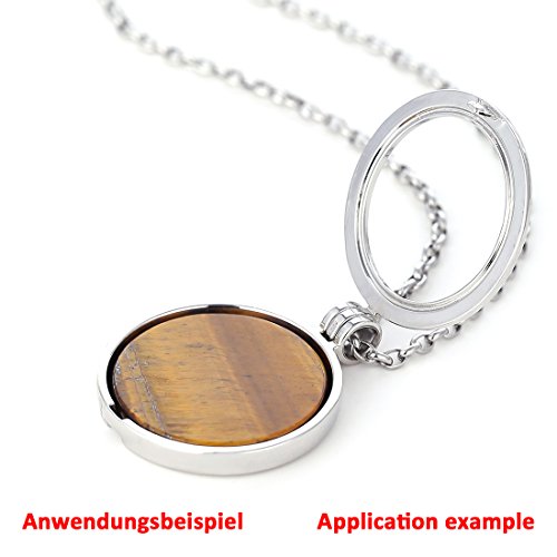 Morella Mujeres Collar 70 cm Acero Inoxidable y Colgante con Coin Moneda Amuleto de Piedra Preciosa Gema Pietra Turchese 33 mm Plato de Chakra en Bolsa de joyería