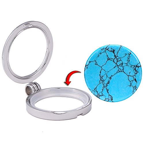 Morella Mujeres Collar 70 cm Acero Inoxidable y Colgante con Coin Moneda Amuleto de Piedra Preciosa Gema Pietra Turchese 33 mm Plato de Chakra en Bolsa de joyería