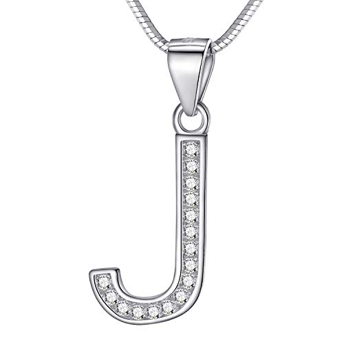 Morella Mujeres Collar de Letras Collar y Colgante Letra J de 925 Plata de Ley rodio Plateado 45 cm Longitud