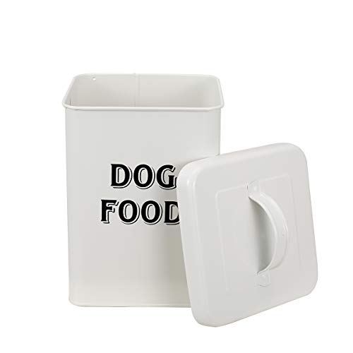 Morezi - Juego de recipientes para Alimentos y Dulces para Mascotas con Cuchara para Gatos o Perros, Acero al Carbono con Recubrimiento en Polvo Color Crema, Tapas Ajustadas, latas de Almacenamiento