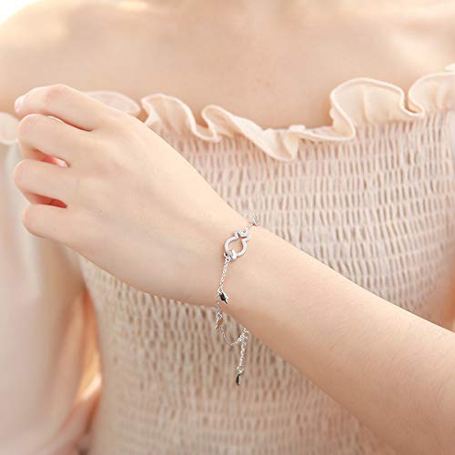 Mori set de diamantes geométricos peces lindos 925 pulsera de plata esterlina estudiante en forma de corazón amor dulce pulsera