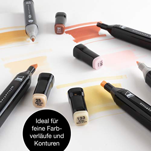 Moritz & Moritz Set con 24 Marcadores de Fibra Touch Twin Marker - Tono de Piel - para Diseño, Bocetos, Ilustraciones, Dibujo