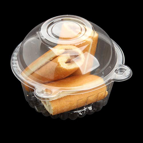 MorNon 50 Piezas Comida Conjunto Cajas Transparente Redondas Tapa Hermética Pastelitos Paquete de Contenedores Almacenamiento Pasteles