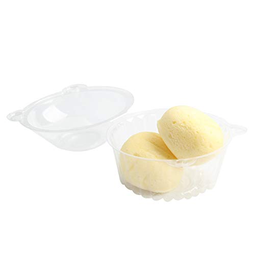 MorNon 50 Piezas Comida Conjunto Cajas Transparente Redondas Tapa Hermética Pastelitos Paquete de Contenedores Almacenamiento Pasteles