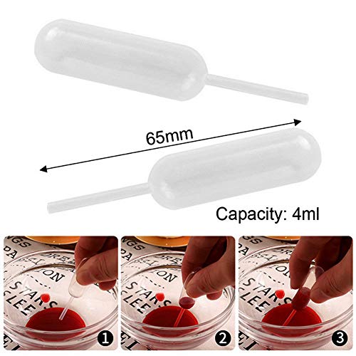 Moscare 4 ml 80 pipetas de plástico para cupcakes, inyector líquido para chocolate, helado, magdalenas (transparente)