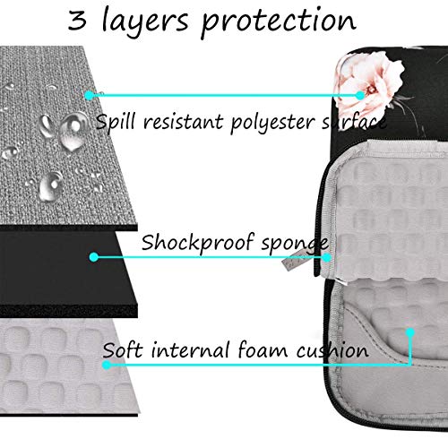MOSISO Funda Blanda Compatible con MacBook Pro 16 Pulgadas/15 15.4 15.6 Pulgadas DELL Lenovo HP ASUS Acer Samsung Sony Chromebook,Poliéster Maletín Protectora Multifuncional Bolso Camellia