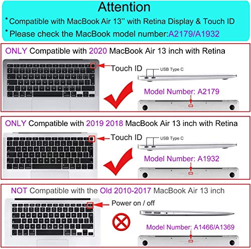 MOSISO Funda Dura Compatible con 2020 2019 2018 MacBook Air 13 Pulgadas A2179 A1932 con Pantalla Retina & Touch ID, Ultra Delgado Carcasa Rígida Protector de Plástico Cubierta, Trullo Profundo