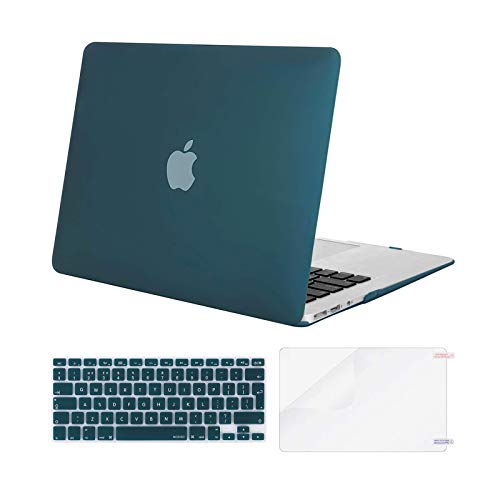 MOSISO Funda Dura Compatible con MacBook Air 13 (A1369/A1466, Versión 2010-2017), Rígida Carcasa Protector & Piel de Teclado de Color a Juego EU Versión & Protector de Pantalla, Trullo Profundo