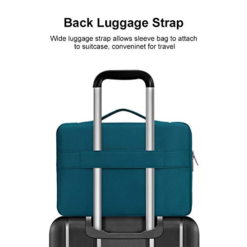 MOSISO Maletín Compatible con 13-13.3 Pulgadas MacBook Air/MacBook Pro Retina/2018 Surface Laptop 2/Surface Book,Funda Blanda Protectora 360 Multifuncional Bolso con Correa de Carro, Trullo Profundo