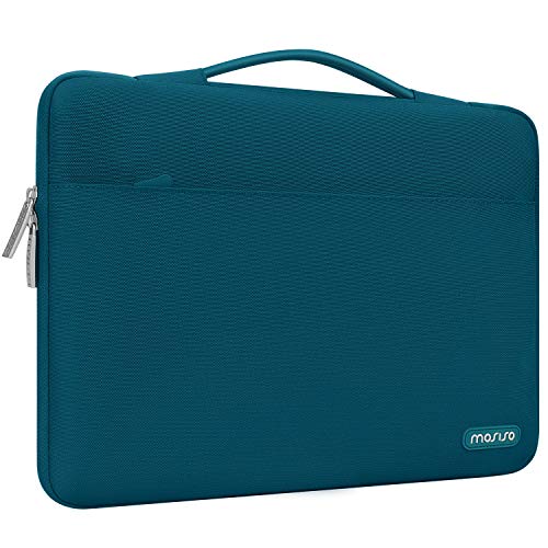 MOSISO Maletín Compatible con 13-13.3 Pulgadas MacBook Air/MacBook Pro Retina/2018 Surface Laptop 2/Surface Book,Funda Blanda Protectora 360 Multifuncional Bolso con Correa de Carro, Trullo Profundo