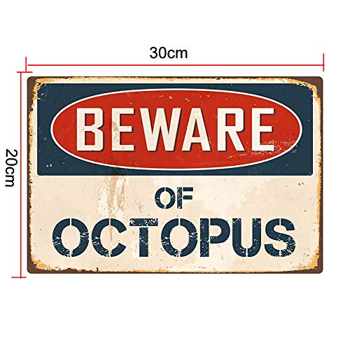Mothcattl Cartel para colgar en la pared, diseño retro con texto "Beware of Octopus Hotel Restaurant Store" multicolor