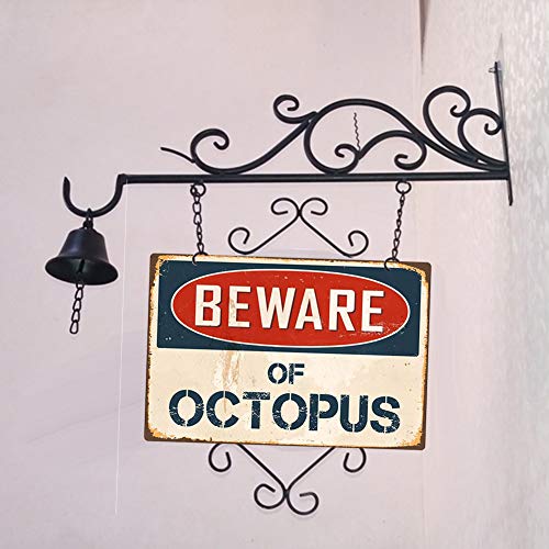 Mothcattl Cartel para colgar en la pared, diseño retro con texto "Beware of Octopus Hotel Restaurant Store" multicolor