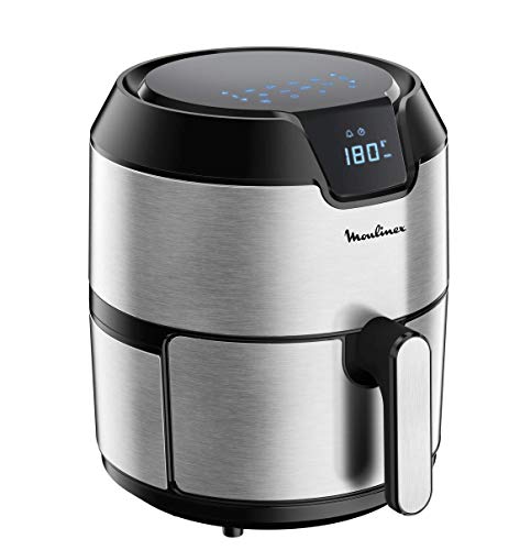 Moulinex EZ401D10 EasyFry Deluxe - Freidora sin aceite para preparaciones sanas, fríe con aire caliente, diseño compacto, ajuste de temperatura, temporizador, 8 menús, tecnología Air Pulse