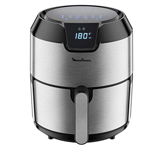 Moulinex EZ401D10 EasyFry Deluxe - Freidora sin aceite para preparaciones sanas, fríe con aire caliente, diseño compacto, ajuste de temperatura, temporizador, 8 menús, tecnología Air Pulse