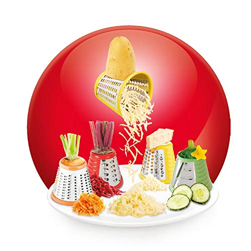 Moulinex Fresh Express Plus DJ756G15- Rallador eléctrico, 150 W, acero inoxidable, rojo y blanco
