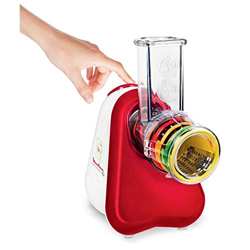 Moulinex Fresh Express Plus DJ756G15- Rallador eléctrico, 150 W, acero inoxidable, rojo y blanco