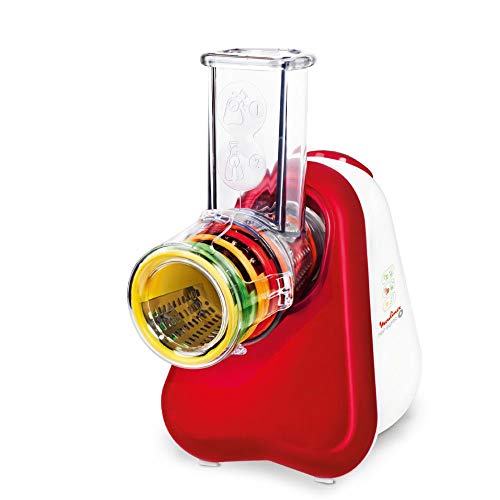 Moulinex Fresh Express Plus DJ756G15- Rallador eléctrico, 150 W, acero inoxidable, rojo y blanco