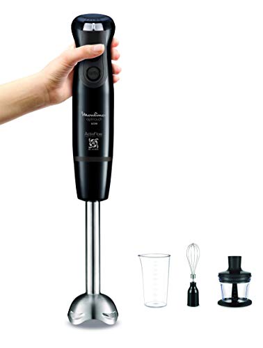 Moulinex Optitouch Batidora de inmersión 0.8L 600W Negro, Acero inoxidable - Licuadora (Batidora de inmersión, 0,8 L, Negro, Acero inoxidable, Botones, Giratorio, 0,5 L, CE)