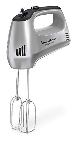 Moulinex Quick Mix - Batidora amasadora, 6 moldes para galletas, color plateado