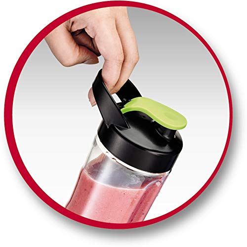 Moulinex Smoothie & Twist LM1A0D10 Batidora individual con potencia de 300 W de 4 cuchillas con recipiente portátil de 600 ml, vaso apto para lavavajillas, cuerpo acero inoxidable