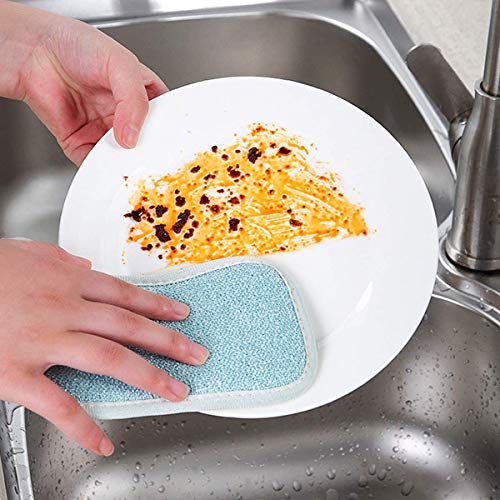 MOULLY Juego de 4 paños de Microfibra de Doble Cara, paños de Cocina, esponjas de Limpieza, paños de Limpieza Reutilizables Paños Multiusos Esponjas