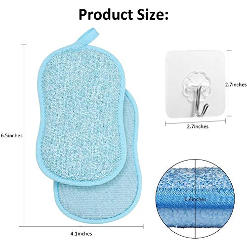 MOULLY Juego de 4 paños de Microfibra de Doble Cara, paños de Cocina, esponjas de Limpieza, paños de Limpieza Reutilizables Paños Multiusos Esponjas