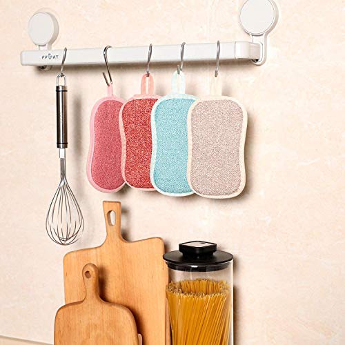 MOULLY Juego de 4 paños de Microfibra de Doble Cara, paños de Cocina, esponjas de Limpieza, paños de Limpieza Reutilizables Paños Multiusos Esponjas