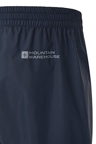 Mountain Warehouse Protectores Impermeables para niños Pakka - Pantalón con Costuras Selladas - Tobillo Ajustable - Pantalones Plegables para Lluvia - para la Escuela Azul Marino 7-8 Años