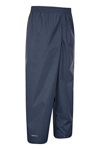 Mountain Warehouse Protectores Impermeables para niños Pakka - Pantalón con Costuras Selladas - Tobillo Ajustable - Pantalones Plegables para Lluvia - para la Escuela Azul Marino 7-8 Años