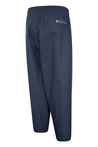 Mountain Warehouse Protectores Impermeables para niños Pakka - Pantalón con Costuras Selladas - Tobillo Ajustable - Pantalones Plegables para Lluvia - para la Escuela Azul Marino 7-8 Años