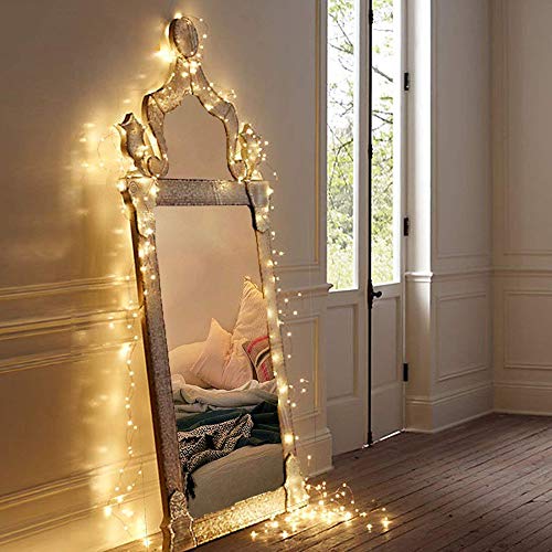 MOVEONSTEP Luces de Cadena 100 LED Funciona Con Pilas Impermeable 11M 8 Modos Guirnalda Luminosa con Función Temporizador Fiesta de Navidad Decoración de Halloween Iluminación-Blanco Cálido