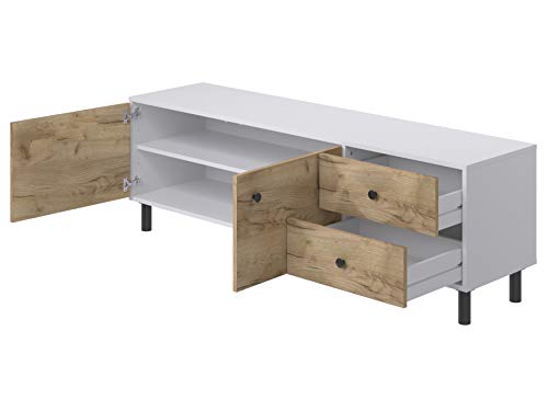 Movian Aggol Rustic - Mueble para TV de 2 puertas con 2 cajones, 40 x 160 x 52 cm (Efecto Roble)