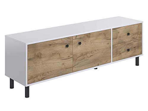 Movian Aggol Rustic - Mueble para TV de 2 puertas con 2 cajones, 40 x 160 x 52 cm (Efecto Roble)