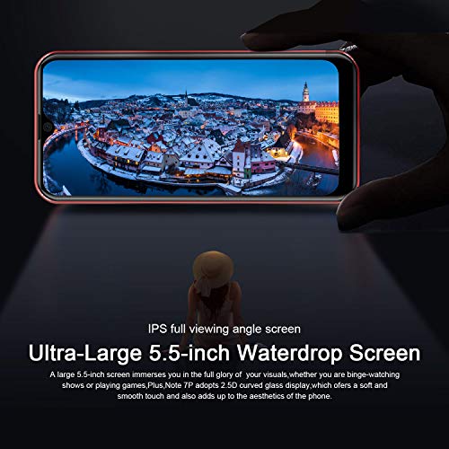 Moviles Libres Barats 4G,3GB RAM+32/128GB ROM, 5.5 Pulgadas Android 9.0 Smartphone Libre Dual SIM 4G Moviles Buenos Smartphone Batería 3400mAh Note 7P Face ID Móvil Libre 8MP