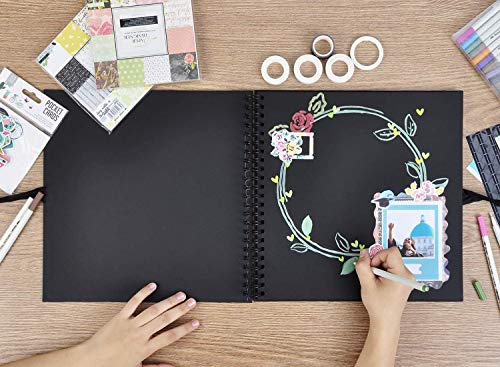 MP - Álbum Scrapbooking, Portada Gruesa, 20 Hojas Cuadradas, Negro - 20x20 cm