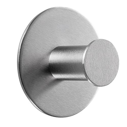 MP Pirol Colgador de pared de acero inoxidable ganchos autoadhesivos sin perforar ni tornillos, accesorios para baño, para toallas de, colgar toallas y paños, cocina sin perforar (4 piezas)