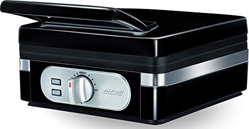 MPM MGO-24 Gofrera Profesional para 2 gofres Belgas Gruesos, Placas Antiadherente, Temperatura automática, Negra, 1400W
