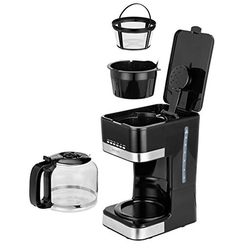 MPM MKW-05 Cafetera programable eléctrica Goteo automática, máquina café Filtro Capacidad 15 Tazas, 1.8 litros, Display LCD, función de mantenedora Calor, 950 W, Color Negro Acero Inoxidable